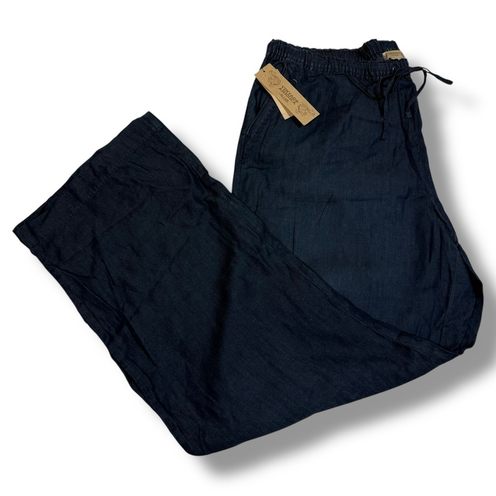 Vintage America Women’s Wide Leg Drawstring Pants Dark Blue Size Large